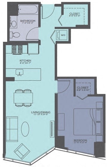 1 Bedroom 08-Avenue Floorplan Image
